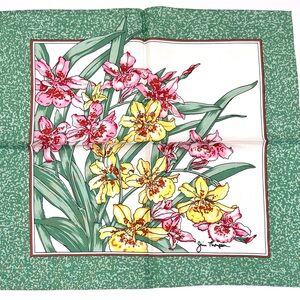 Jim Thompson Handkerchief Silk Napkin Flower Morning Green Pocket Square 16.5”